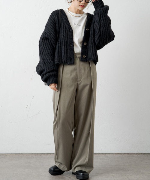 PUAL CE CIN（ピュアルセシン）の「【Du noir】デザインタックパンツ（その他パンツ・レディース・カーキ/ブラック・FREE）」の3枚目の写真