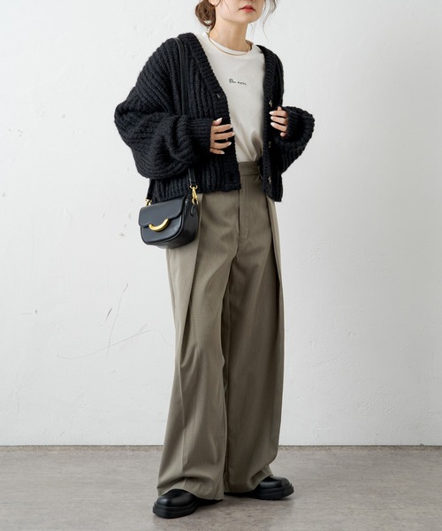 PUAL CE CIN（ピュアルセシン）の「【Du noir】デザインタックパンツ（その他パンツ・レディース・カーキ/ブラック・FREE）」の4枚目の写真