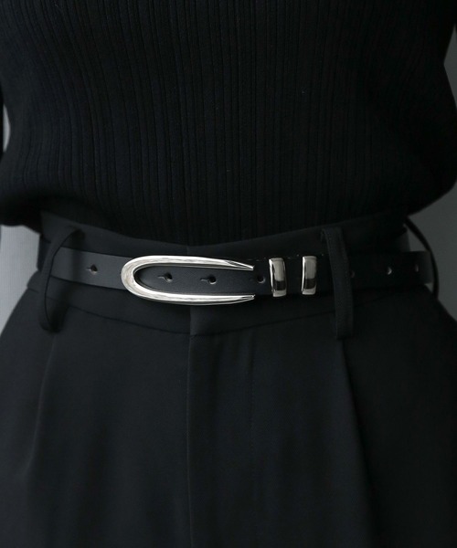 HARE(ハレ)の「デザインナローベルト(HARE)(ベルト・レディース・ブラック・FREE)」の1枚目の写真