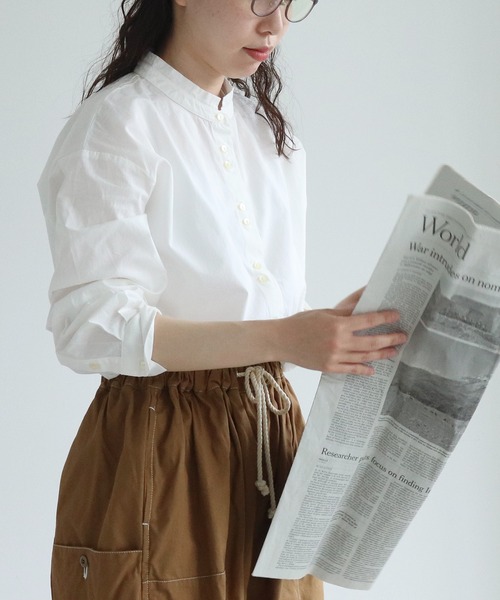 PAR ICI(パーリッシィ)の「VINTAGE16 無地/ギンガム/ストライプ ダブルスタンドシャツ(シャツ/ブラウス・レディース・その他/ブルー/ホワイト/ネイビー/サックスブルー/グレー・S/M)」の11枚目の写真
