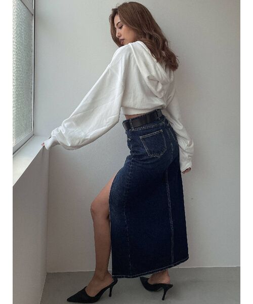 GYDA(ジェイダ)の「DEEPスリットLONGデニム スカートライクショートパンツ(デニムスカート・レディース・インディゴブルー/ライトブルー・SMALL/MEDIUM)」の5枚目の写真