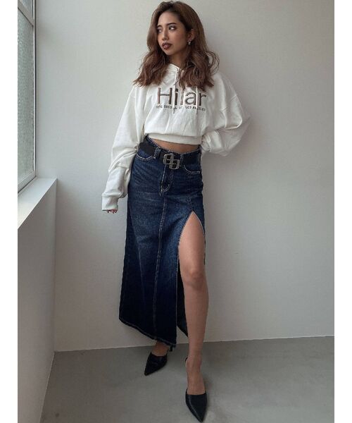 GYDA(ジェイダ)の「DEEPスリットLONGデニム スカートライクショートパンツ(デニムスカート・レディース・インディゴブルー/ライトブルー・SMALL/MEDIUM)」の8枚目の写真