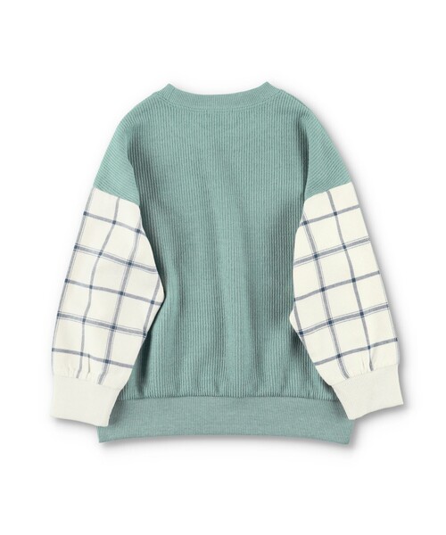 BRANSHES（ブランシェス）の「チェック柄袖切替トレーナー（スウェット・キッズ・ブラック/ライトグリーン・140/100/150/120/130/110/90）」の13枚目の写真