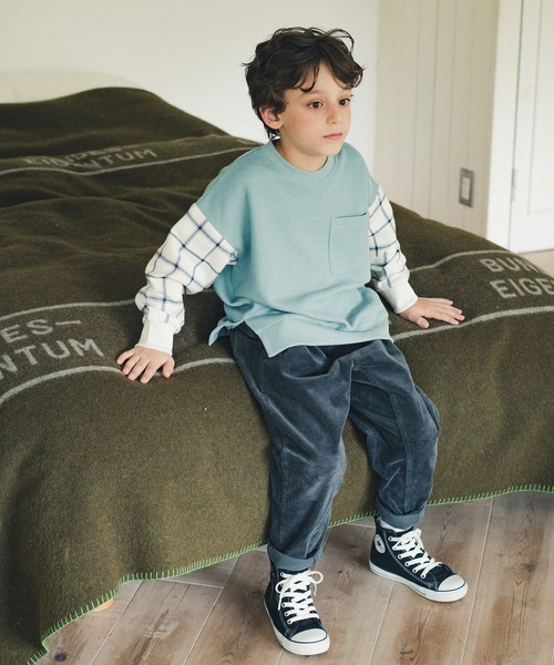 BRANSHES（ブランシェス）の「チェック柄袖切替トレーナー（スウェット・キッズ・ブラック/ライトグリーン・140/100/150/120/130/110/90）」の17枚目の写真