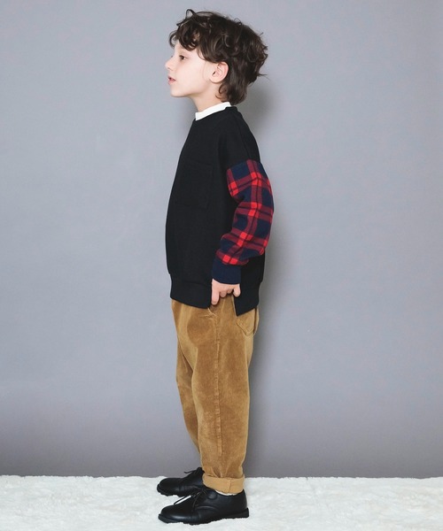 BRANSHES（ブランシェス）の「チェック柄袖切替トレーナー（スウェット・キッズ・ブラック/ライトグリーン・140/100/150/120/130/110/90）」の16枚目の写真