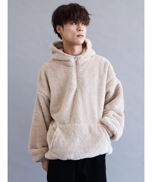 CRAFT STANDARD BOUTIQUE（クラフトスタンダードブティック）の「ハーフZIPボアパーカー（パーカー・レディース・ブラック/オフホワイト/ベージュ・L/M）」の6枚目の写真