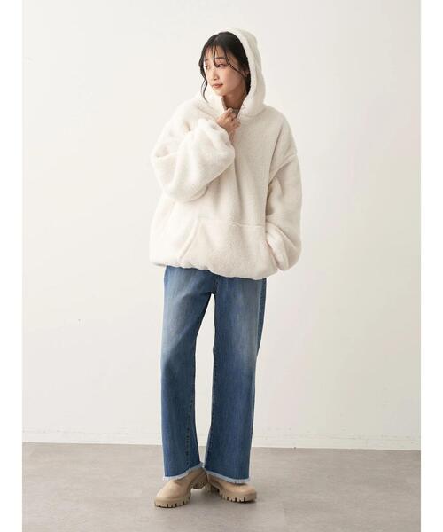 CRAFT STANDARD BOUTIQUE（クラフトスタンダードブティック）の「ハーフZIPボアパーカー（パーカー・レディース・ブラック/オフホワイト/ベージュ・L/M）」の14枚目の写真