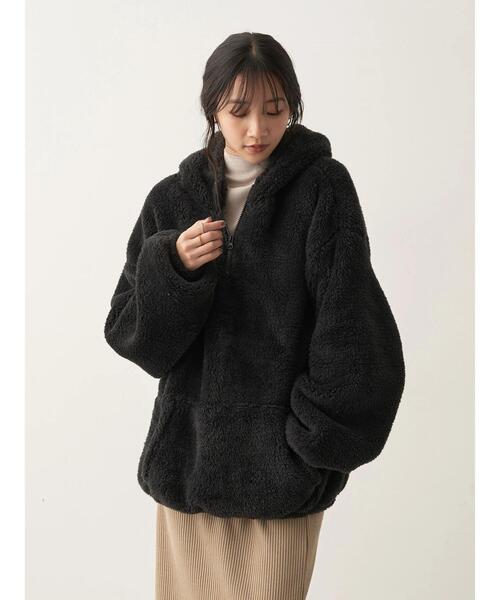 CRAFT STANDARD BOUTIQUE（クラフトスタンダードブティック）の「ハーフZIPボアパーカー（パーカー・レディース・ブラック/オフホワイト/ベージュ・L/M）」の16枚目の写真