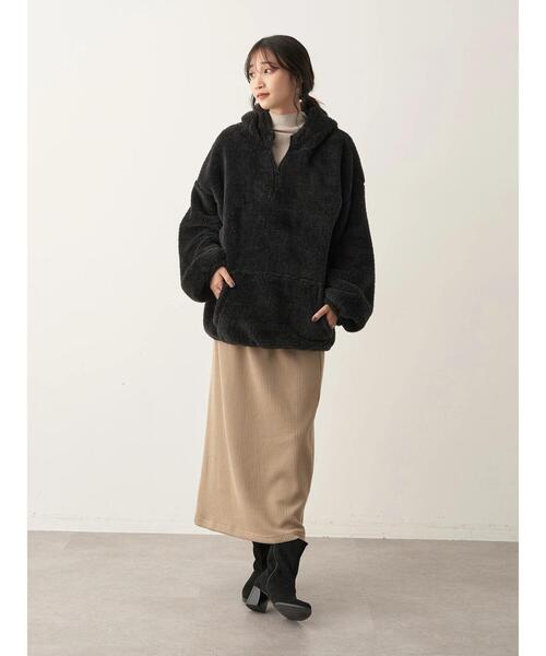 CRAFT STANDARD BOUTIQUE（クラフトスタンダードブティック）の「ハーフZIPボアパーカー（パーカー・レディース・ブラック/オフホワイト/ベージュ・L/M）」の18枚目の写真