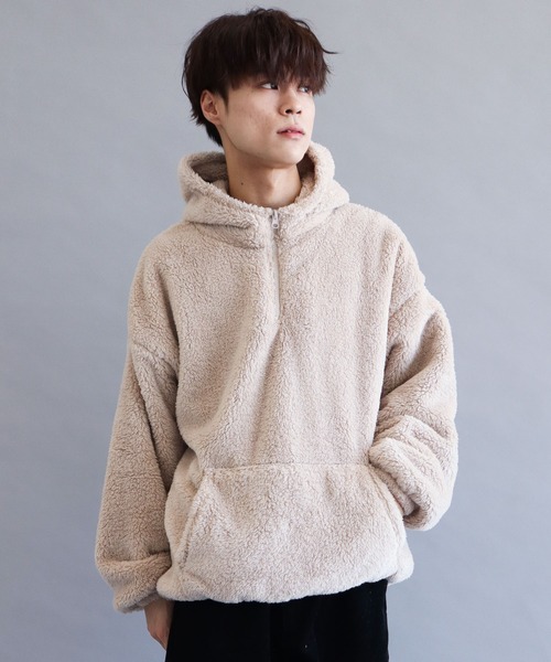 CRAFT STANDARD BOUTIQUE（クラフトスタンダードブティック）の「ハーフZIPボアパーカー（パーカー・レディース・ブラック/オフホワイト/ベージュ・L/M）」の3枚目の写真