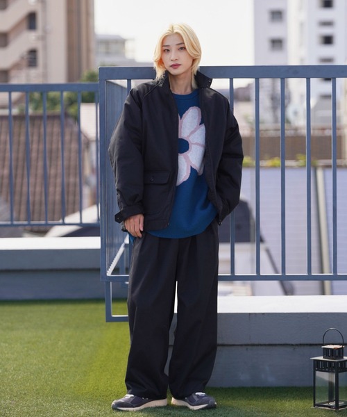 re_k by JUNRED（レクバイジュンレッド）の「re_k by JUNRED / ルーズ中綿ハリントンジャケット（ブルゾン・メンズ・ブラック/ワイン・S/M/L）」の5枚目の写真