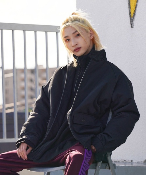 re_k by JUNRED（レクバイジュンレッド）の「re_k by JUNRED / ルーズ中綿ハリントンジャケット（ブルゾン・メンズ・ブラック/ワイン・S/M/L）」の9枚目の写真