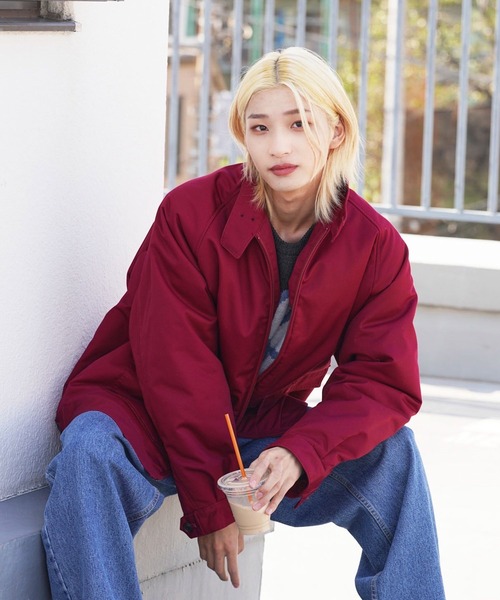 re_k by JUNRED（レクバイジュンレッド）の「re_k by JUNRED / ルーズ中綿ハリントンジャケット（ブルゾン・メンズ・ブラック/ワイン・S/M/L）」の8枚目の写真