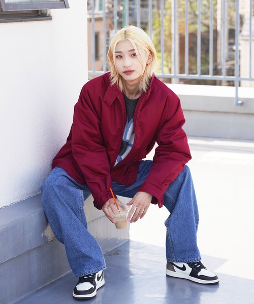 re_k by JUNRED（レクバイジュンレッド）の「re_k by JUNRED / ルーズ中綿ハリントンジャケット（ブルゾン・メンズ・ブラック/ワイン・S/M/L）」の4枚目の写真