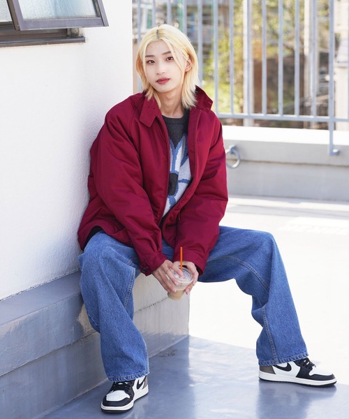 re_k by JUNRED（レクバイジュンレッド）の「re_k by JUNRED / ルーズ中綿ハリントンジャケット（ブルゾン・メンズ・ブラック/ワイン・S/M/L）」の6枚目の写真