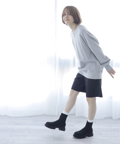 SESTO（セスト）の「厚底タンクソールのソックススニーカーブーツ（ブーツ・レディース・ブラック・S/M/L/LL/3L）」の19枚目の写真