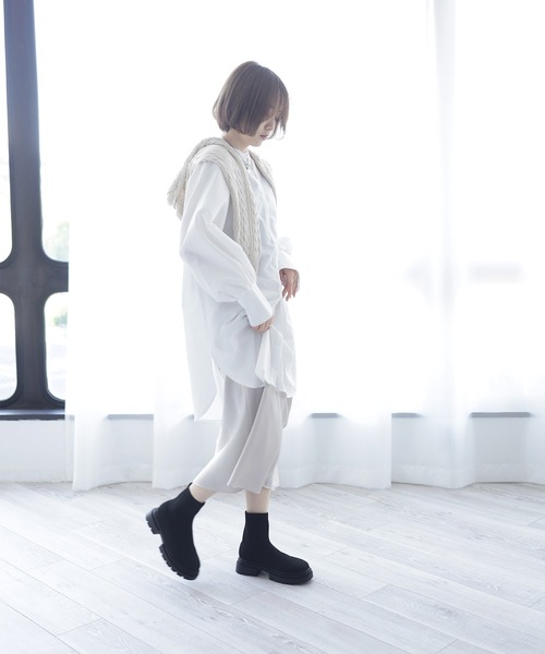 SESTO（セスト）の「厚底タンクソールのソックススニーカーブーツ（ブーツ・レディース・ブラック・S/M/L/LL/3L）」の10枚目の写真
