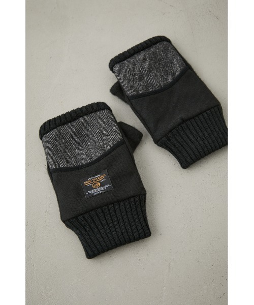 AZUL by moussy(アズールバイマウジー)の「TWEED FINGERLESS GLOVES/ツイードフィンガーレスグローブ(手袋・メンズ・ブラック系その他・FREE)」の1枚目の写真