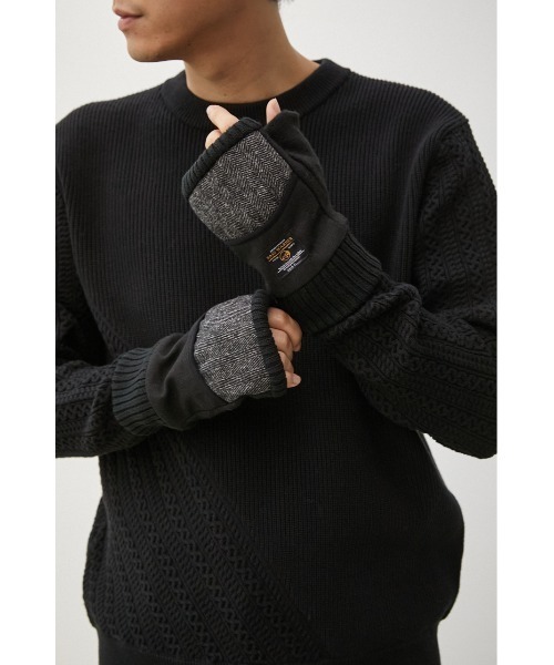 AZUL by moussy(アズールバイマウジー)の「TWEED FINGERLESS GLOVES/ツイードフィンガーレスグローブ(手袋・メンズ・ブラック系その他・FREE)」の2枚目の写真