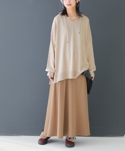 osharewalker（オシャレウォーカー）の「【廃盤】『裏シャギーフレアロングスカート』（スカート・レディース・キャメル/ブラック・2/1）」の4枚目の写真