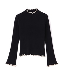 配色メローリブハイネックニット