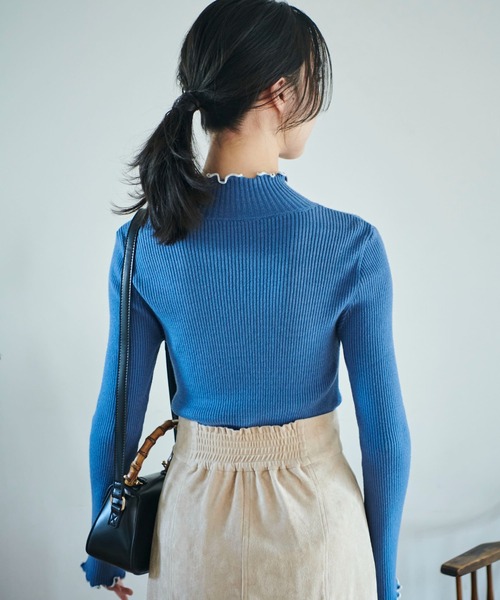 FREE'S MART(フリーズマート)の「配色メローリブハイネックニット(ニット/セーター・レディース・ブラック/ブルー/ピンク/ホワイト・FREE)」の12枚目の写真