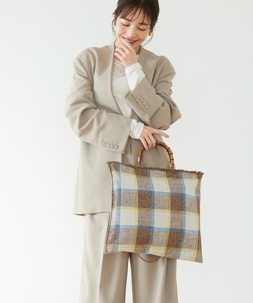 TREASURE TOPKAPI(トレジャートプカピ)の「【TREASURE TOPKAPI/トプカピ トレジャー】 チェック フラット ショルダー付き トートバッグ(トートバッグ・レディース・ブラウン/レッド/ライトグリーン・FREE)」の20枚目の写真