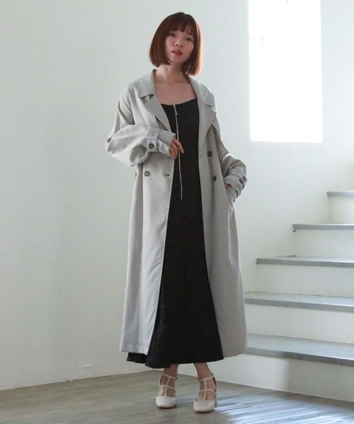 archives（アルシーヴ）の「ダブルフラップトレンチコート（トレンチコート・レディース・グレー/ミント/グレイッシュベージュ/ベージュ/アイボリー・MEDIUM）」の9枚目の写真