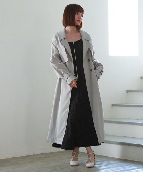 archives（アルシーヴ）の「ダブルフラップトレンチコート（トレンチコート・レディース・グレー/ミント/グレイッシュベージュ/ベージュ/アイボリー・MEDIUM）」の12枚目の写真