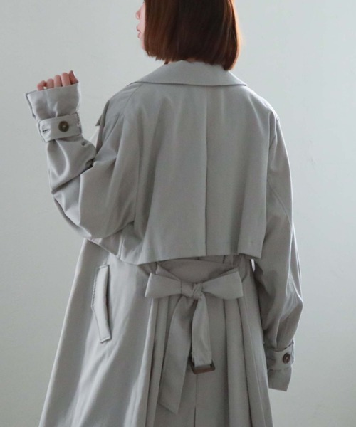 archives（アルシーヴ）の「ダブルフラップトレンチコート（トレンチコート・レディース・グレー/ミント/グレイッシュベージュ/ベージュ/アイボリー・MEDIUM）」の7枚目の写真