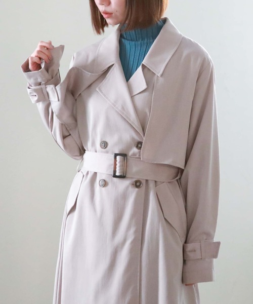 archives（アルシーヴ）の「ダブルフラップトレンチコート（トレンチコート・レディース・グレー/ミント/グレイッシュベージュ/ベージュ/アイボリー・MEDIUM）」の17枚目の写真