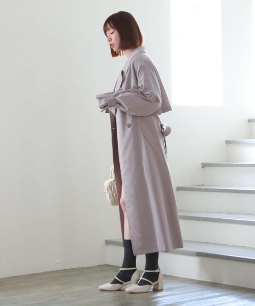 archives（アルシーヴ）の「ダブルフラップトレンチコート（トレンチコート・レディース・グレー/ミント/グレイッシュベージュ/ベージュ/アイボリー・MEDIUM）」の15枚目の写真