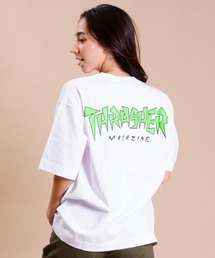 【ムラサキスポーツ別注】THRASHER スラッシャー ビッグシルエット/オーバーサイズ/無地/バックプリントロゴTシャツ THML-007