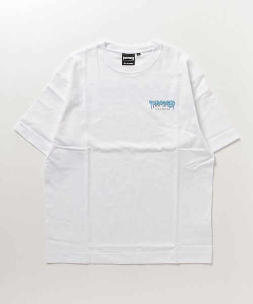 THRASHER(スラッシャー)の「【ムラサキスポーツ別注】THRASHER スラッシャー ビッグシルエット/オーバーサイズ/無地/バックプリントロゴTシャツ THML-007(Tシャツ/カットソー・レディース・ホワイト×グリーン/ホワイト×ブルー/ブラック×イエロー・M/L)」の21枚目の写真