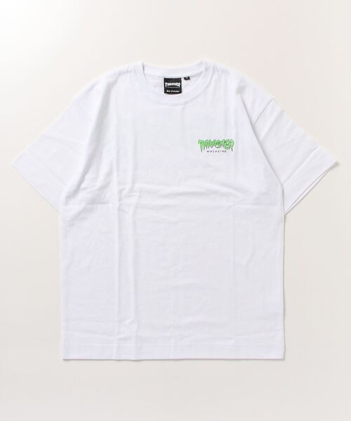 THRASHER(スラッシャー)の「【ムラサキスポーツ別注】THRASHER スラッシャー ビッグシルエット/オーバーサイズ/無地/バックプリントロゴTシャツ THML-007(Tシャツ/カットソー・レディース・ホワイト×グリーン/ホワイト×ブルー/ブラック×イエロー・M/L)」の22枚目の写真