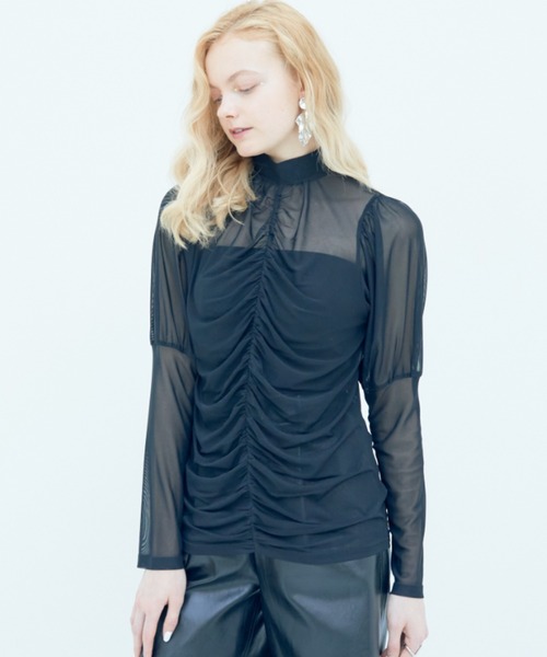 Solace（ソレイス）の「センターギャザーシアートップス（シャツ/ブラウス・レディース・ライトブルー/ブラック/ナチュラル・FREE）」の12枚目の写真