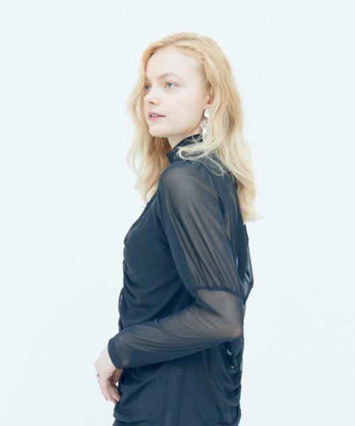 Solace（ソレイス）の「センターギャザーシアートップス（シャツ/ブラウス・レディース・ライトブルー/ブラック/ナチュラル・FREE）」の14枚目の写真