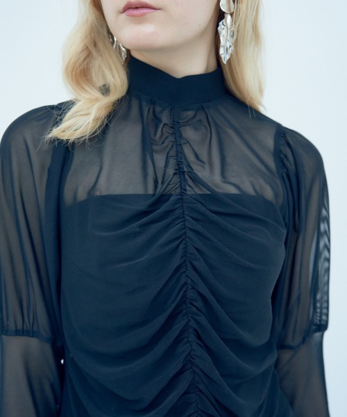 Solace（ソレイス）の「センターギャザーシアートップス（シャツ/ブラウス・レディース・ライトブルー/ブラック/ナチュラル・FREE）」の13枚目の写真