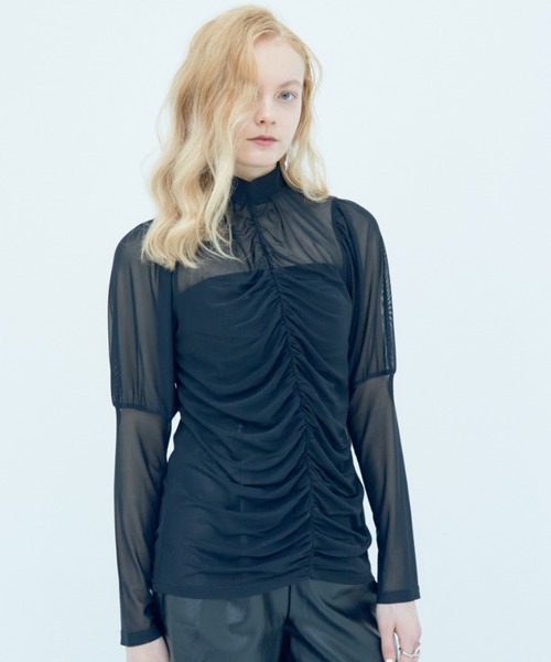 Solace（ソレイス）の「センターギャザーシアートップス（シャツ/ブラウス・レディース・ライトブルー/ブラック/ナチュラル・FREE）」の16枚目の写真