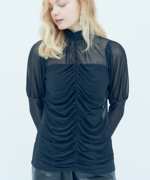 Solace（ソレイス）の「センターギャザーシアートップス（シャツ/ブラウス・レディース・ライトブルー/ブラック/ナチュラル・FREE）」の10枚目の写真
