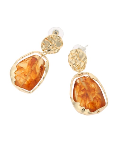 DURAS（デュラス）の「マーブルドロップピアス（ピアス（両耳用）・レディース・アイボリー/ブラウン・FREE）」の2枚目の写真