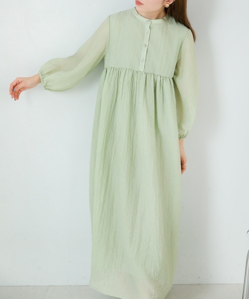 Bab（バブ）の「【ちょこび×Bab】ジャガードベストセットシアーワンピース（ワンピース・レディース・ベージュ/グリーン・M/S）」の16枚目の写真