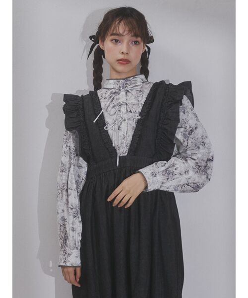 merry jenny（メリージェニー）の「デニムフリルレイヤードワンピース（ワンピース・レディース・インディゴブルー/ブラック・FREE）」の6枚目の写真