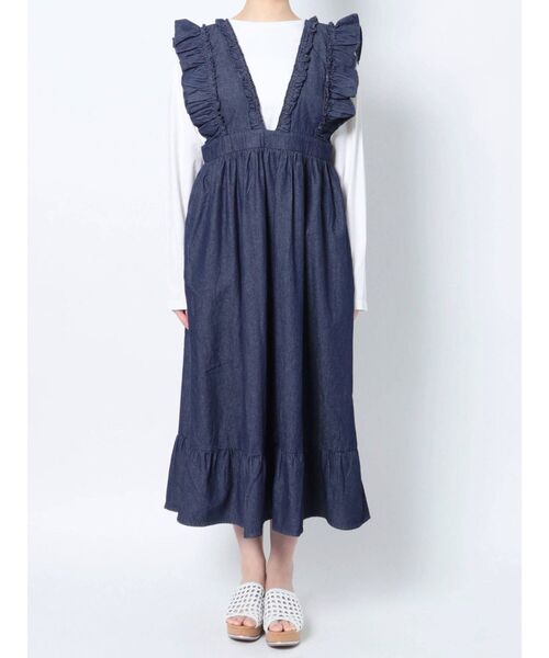 merry jenny（メリージェニー）の「デニムフリルレイヤードワンピース（ワンピース・レディース・インディゴブルー/ブラック・FREE）」の17枚目の写真