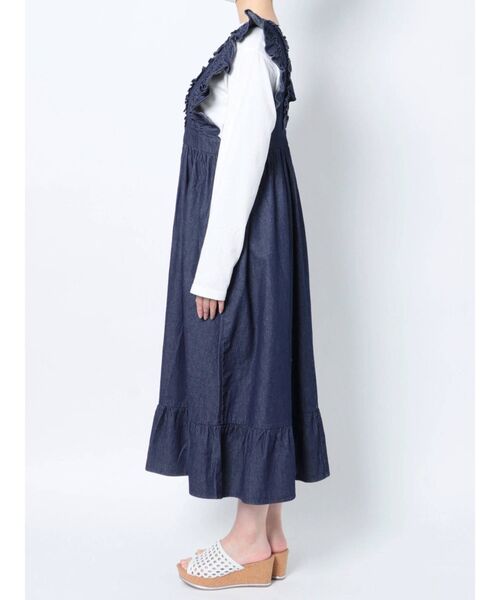 merry jenny（メリージェニー）の「デニムフリルレイヤードワンピース（ワンピース・レディース・インディゴブルー/ブラック・FREE）」の18枚目の写真
