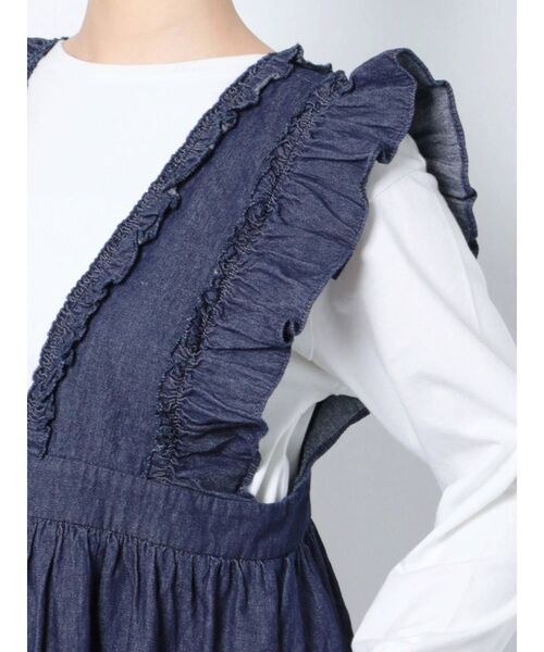 merry jenny（メリージェニー）の「デニムフリルレイヤードワンピース（ワンピース・レディース・インディゴブルー/ブラック・FREE）」の21枚目の写真