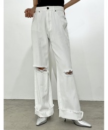 Re:EDIT | [神山まりあさん着用][2023S/S COLLECTION][低身長サイズ有]コットンロールアップデニムパンツ(デニムパンツ)