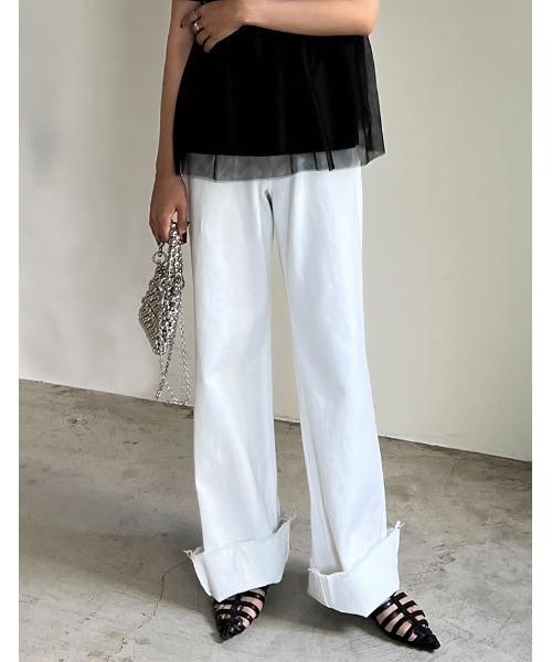 Re:EDIT（リエディ）の「[神山まりあさん着用][低身長サイズ有]コットンロールアップデニムパンツ（デニムパンツ・レディース・ネイビー/ブルー系/ホワイト系/ブルー/ホワイト/ネイビー系・LARGE/MEDIUM/SHORT）」の19枚目の写真