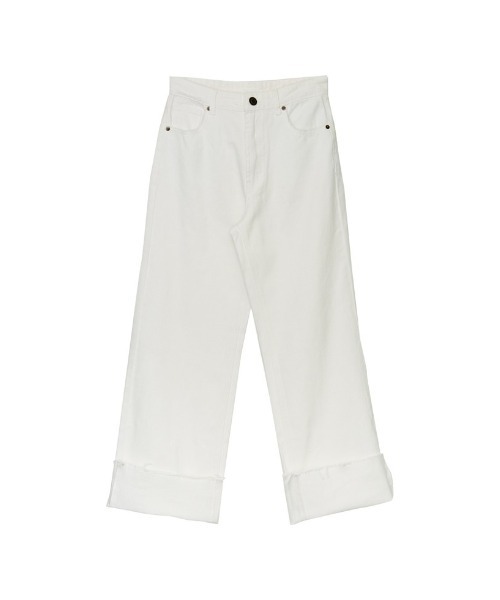 Re:EDIT（リエディ）の「[神山まりあさん着用][低身長サイズ有]コットンロールアップデニムパンツ（デニムパンツ・レディース・ネイビー/ブルー系/ホワイト系/ブルー/ホワイト/ネイビー系・LARGE/MEDIUM/SHORT）」の12枚目の写真