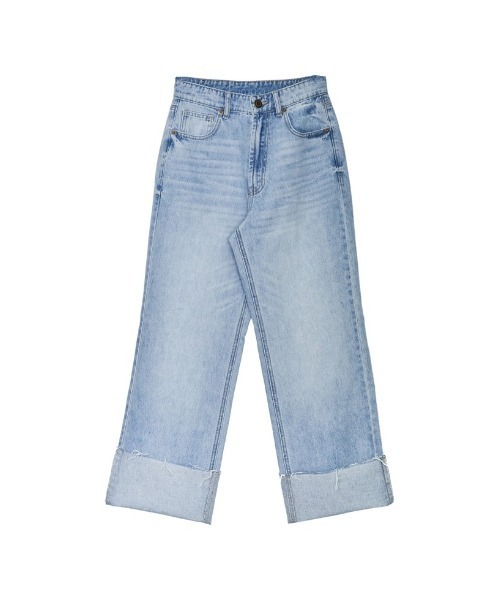 Re:EDIT（リエディ）の「[神山まりあさん着用][低身長サイズ有]コットンロールアップデニムパンツ（デニムパンツ・レディース・ネイビー/ブルー系/ホワイト系/ブルー/ホワイト/ネイビー系・LARGE/MEDIUM/SHORT）」の13枚目の写真